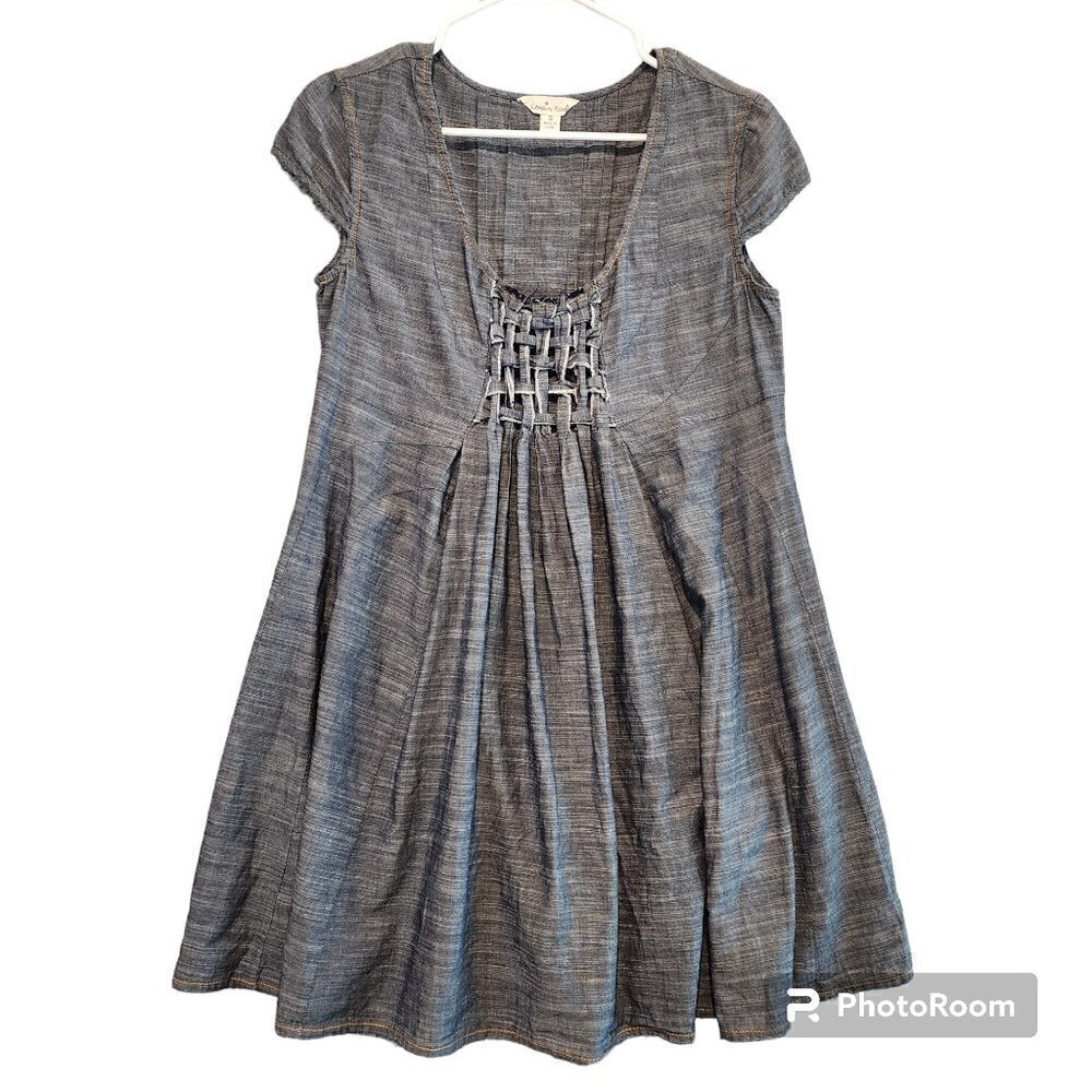 Cousin Earl Dress Blue Chambray Sz S Western Costal Cowgirl Boho Baby Doll Swing